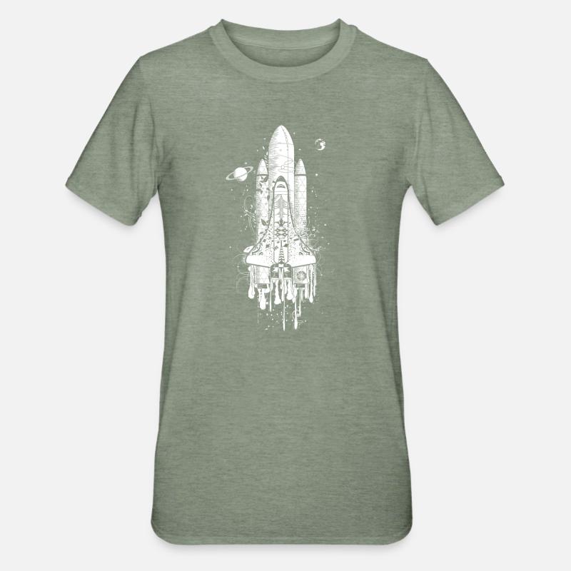 fusée imaginative - T-shirt polycoton Unisexe - vert kaki chiné