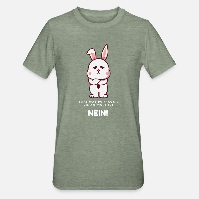 Le lapin dit non ! - T-shirt polycoton Unisexe - vert kaki chiné