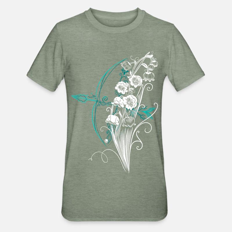 Maiglöckchen Pfeil Bogen - Unisex Polycotton T-Shirt - Militärgrün meliert