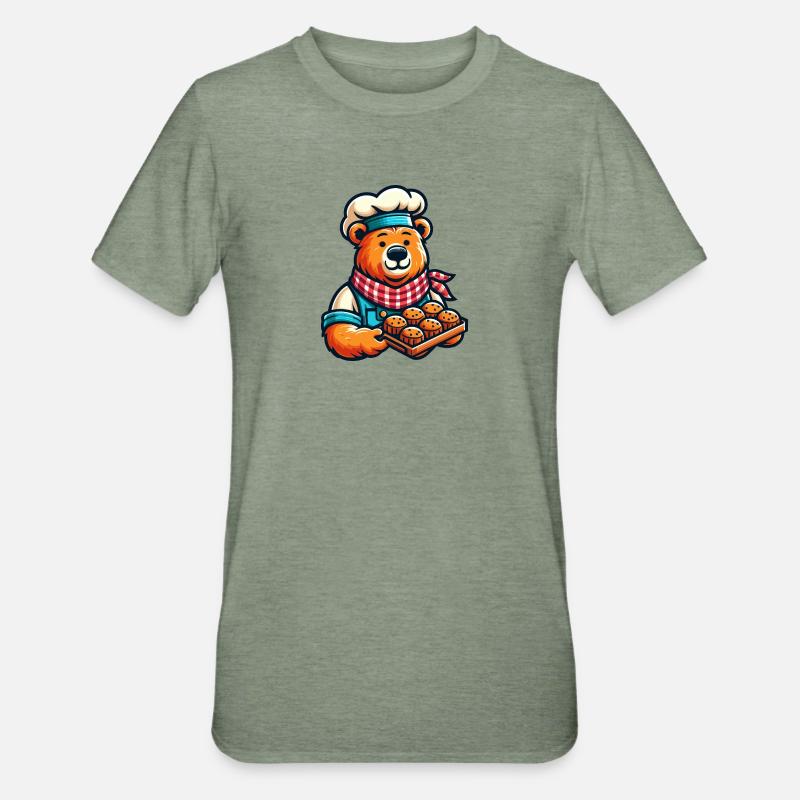 Baking Bear - Unisex Polycotton T-Shirt - heather military green