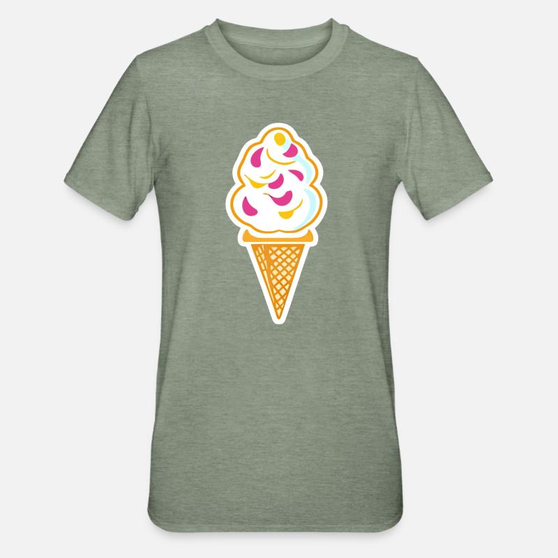 Eis, Eiscreme - Unisex Polycotton T-Shirt - Militärgrün meliert