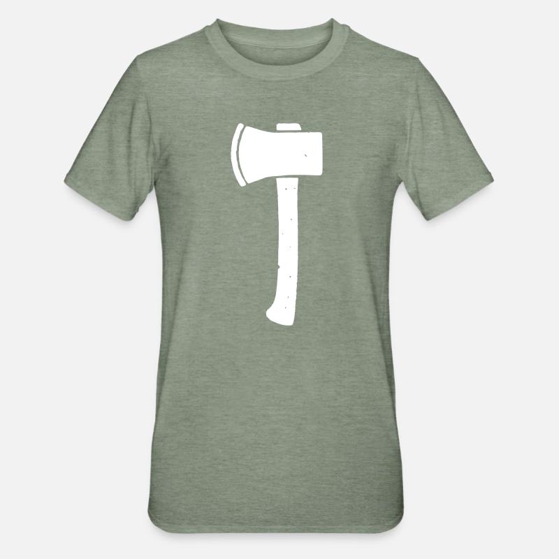 Axe Hatchet Tool Vector - Unisex Polycotton T-Shirt - heather military green