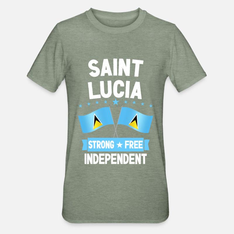 St. Lucia - Unisex Polycotton T-Shirt - Militärgrün meliert