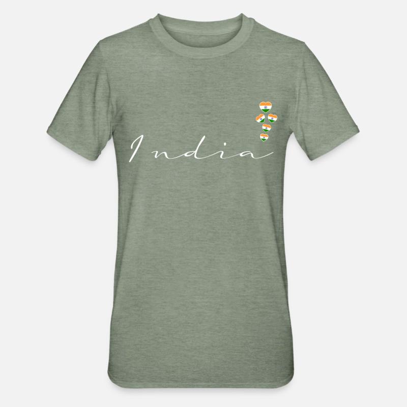 Inde - T-shirt polycoton Unisexe - vert kaki chiné