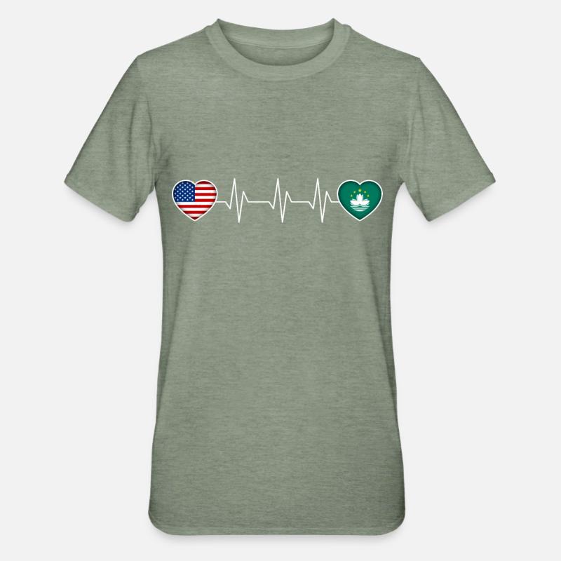 Macao - T-shirt polycoton Unisexe - vert kaki chiné