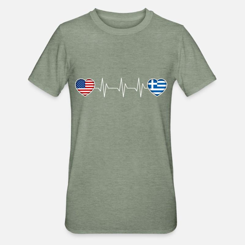Grèce - T-shirt polycoton Unisexe - vert kaki chiné