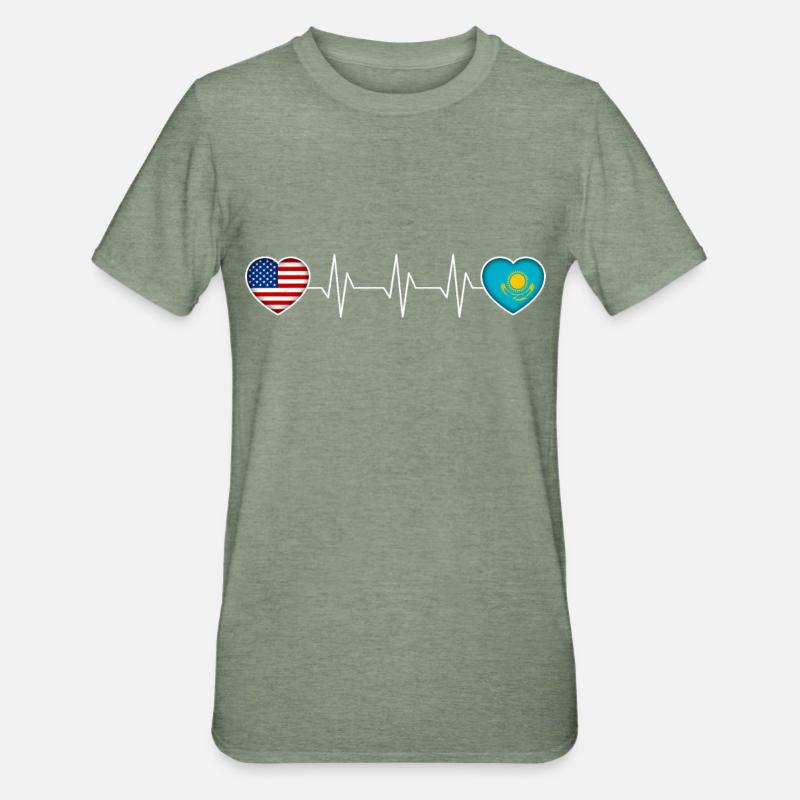 Kasachstan - Unisex Polycotton T-Shirt - Militärgrün meliert