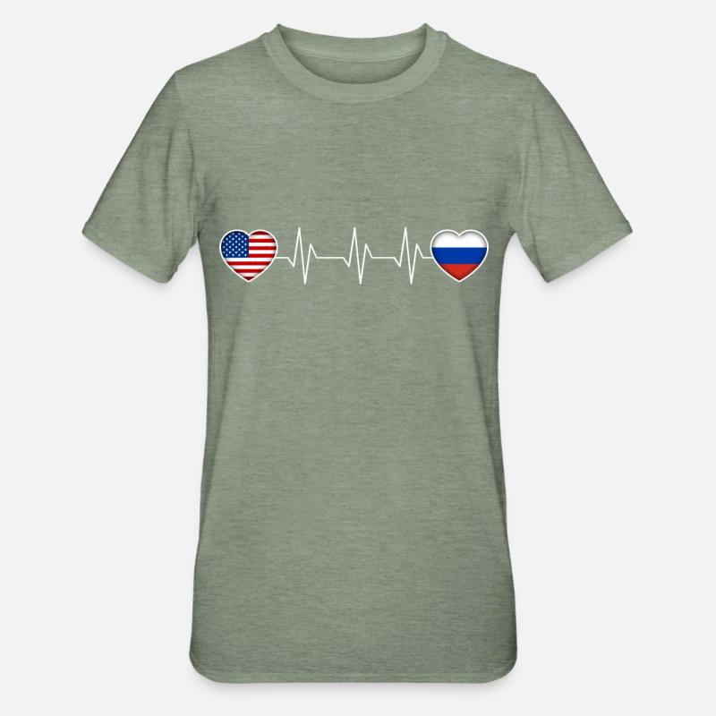 Russie - T-shirt polycoton Unisexe - vert kaki chiné