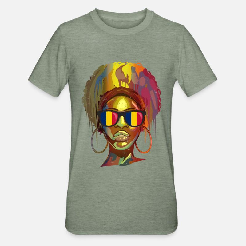 Tchad - T-shirt polycoton Unisexe - vert kaki chiné