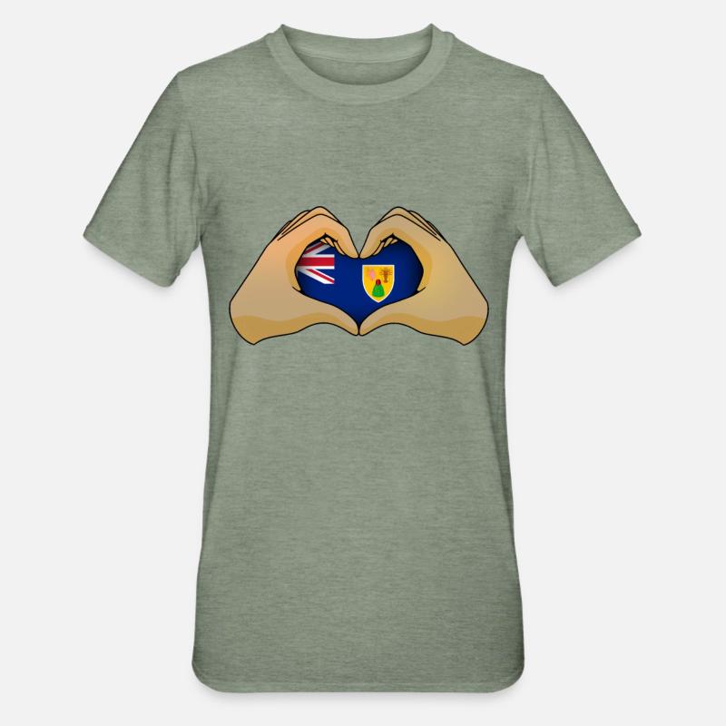 Turks et Caicos (Îles) - T-shirt polycoton Unisexe - vert kaki chiné