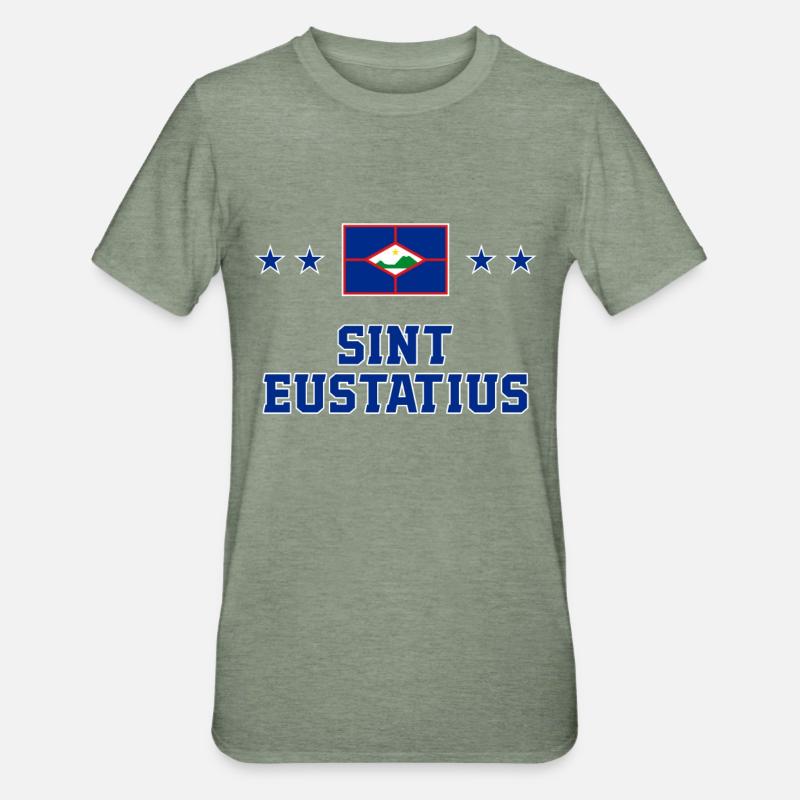 Sint Eustatius - T-shirt polycoton Unisexe - vert kaki chiné