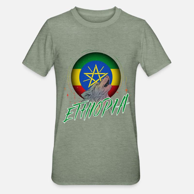 Éthiopie - T-shirt polycoton Unisexe - vert kaki chiné