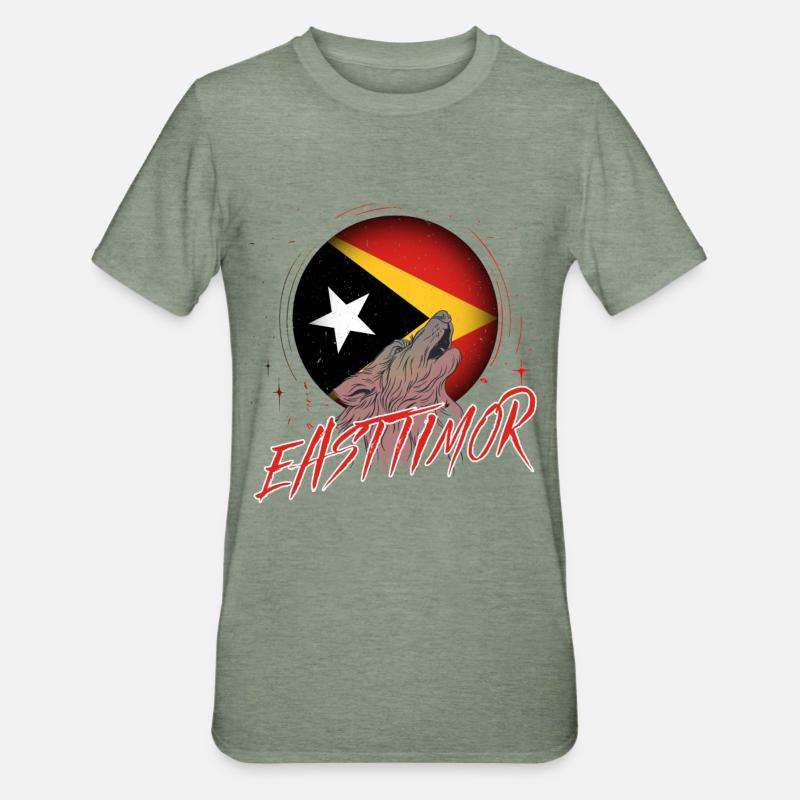 Timor oriental - T-shirt polycoton Unisexe - vert kaki chiné
