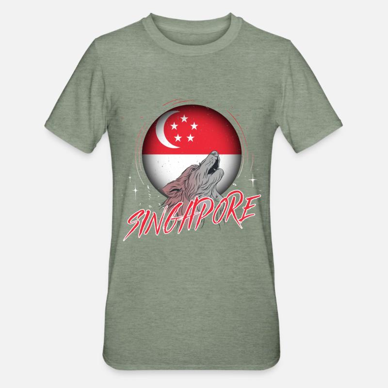 Singapur - Unisex Polycotton T-Shirt - Militärgrün meliert