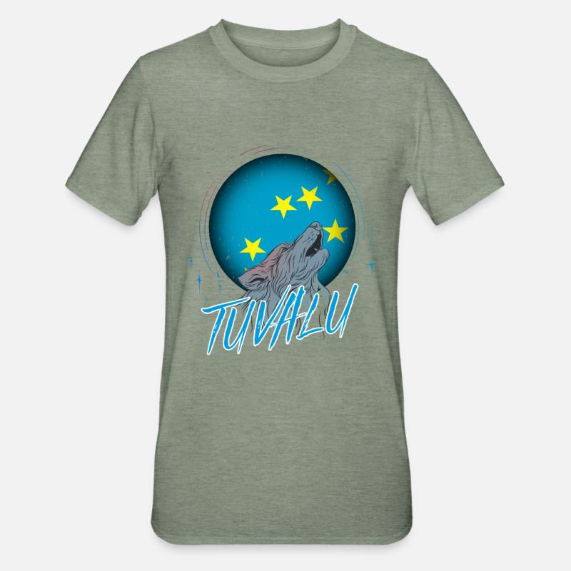 Tuvalu - T-shirt polycoton Unisexe - vert kaki chiné