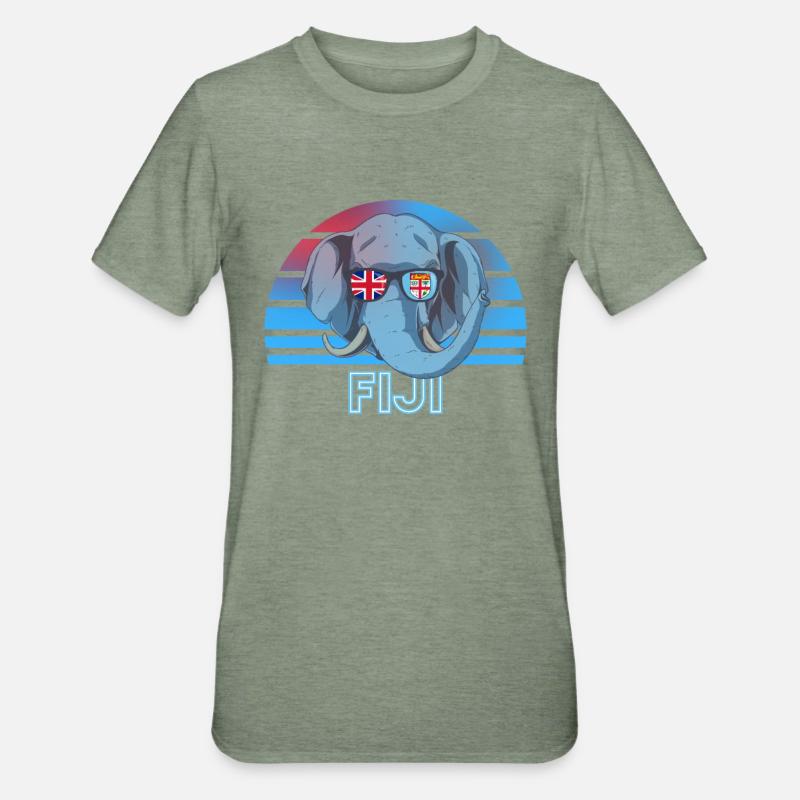 Fidschi - Unisex Polycotton T-Shirt - Militärgrün meliert
