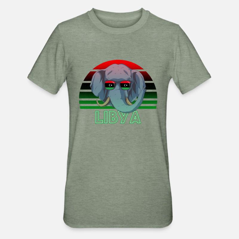 Libyen - Unisex Polycotton T-Shirt - Militärgrün meliert