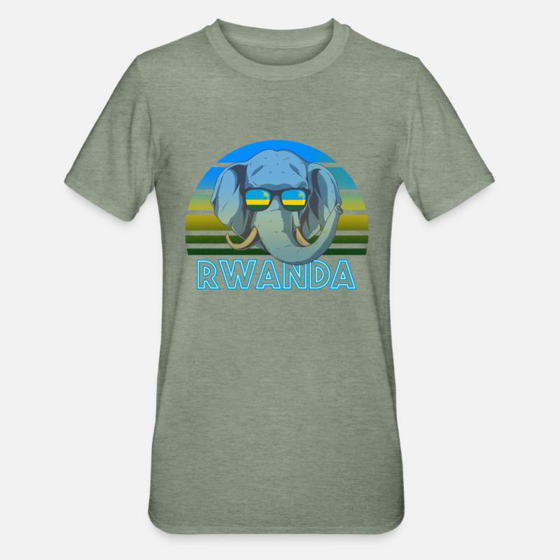 Ruanda - Unisex Polycotton T-Shirt - Militärgrün meliert