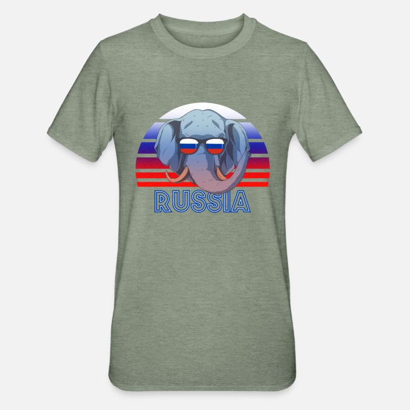 Russie - T-shirt polycoton Unisexe - vert kaki chiné
