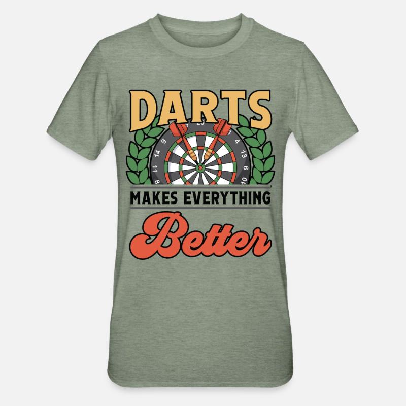 Darts makes everything better - Unisex Polycotton T-Shirt - Militärgrün meliert