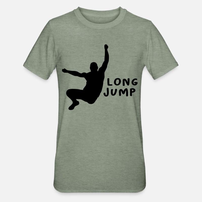 Weitsprung Design Geschenk - Unisex Polycotton T-Shirt - Militärgrün meliert