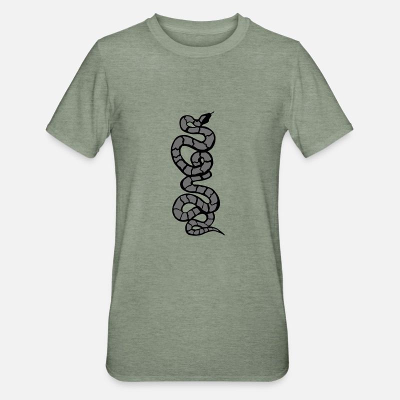 Schlange Python grau - Unisex Polycotton T-Shirt - Militärgrün meliert