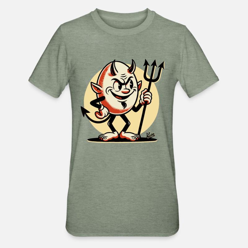 The Evil Egg Devil - Unisex Polycotton T-Shirt - heather military green
