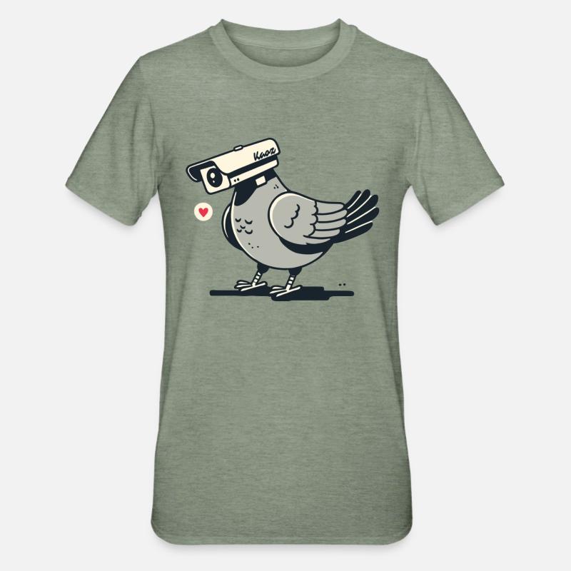 Pigeon caméra comme pigeon caméra de surveillance - T-shirt polycoton Unisexe - vert kaki chiné