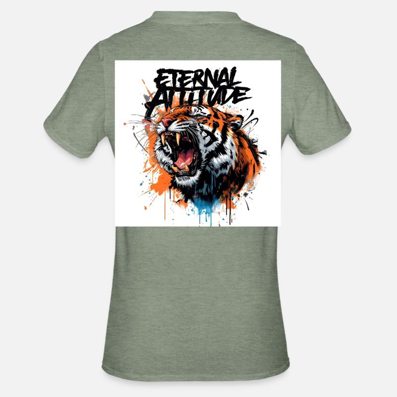 Pose du tigre éternel - T-shirt polycoton Unisexe - vert kaki chiné