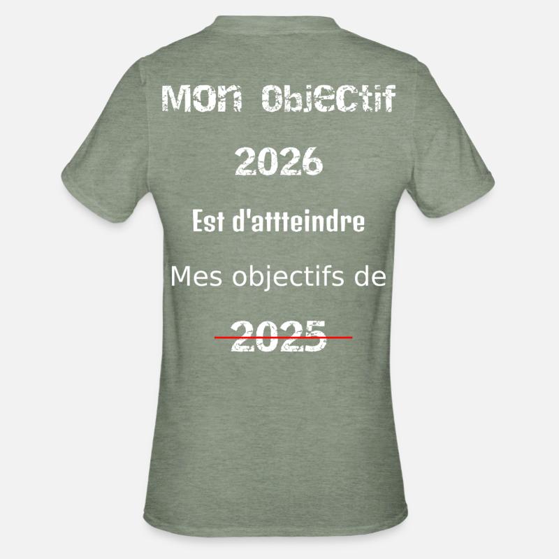Mon Objectif 2026: Dépasser 2025 - T-shirt polycoton Unisexe - vert kaki chiné