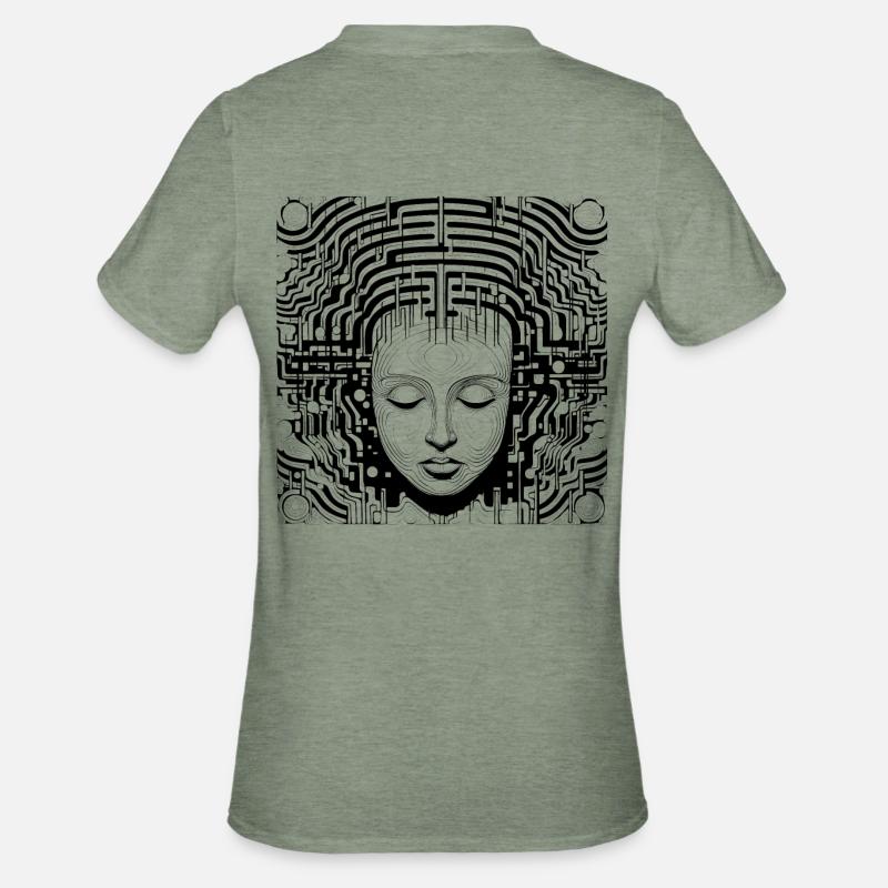 Brain Structures - Surreal Art - Unisex Polycotton T-Shirt - heather military green