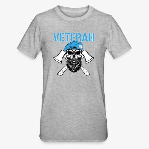 Veteran - Dödskalle med blå basker och yxor - Polycotton-T-shirt unisex