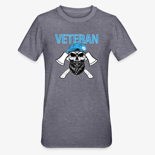 Veteran - Dödskalle med blå basker och yxor - Polycotton-T-shirt unisex