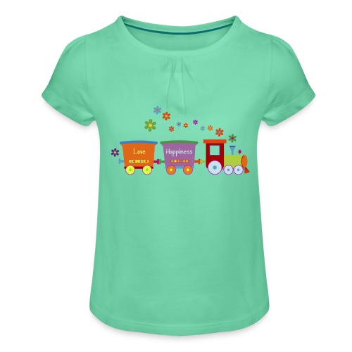 Eisenbahn Kinderspielzeug Zug Frühlingsblumen bunt - Girl's T-Shirt with Ruffles
