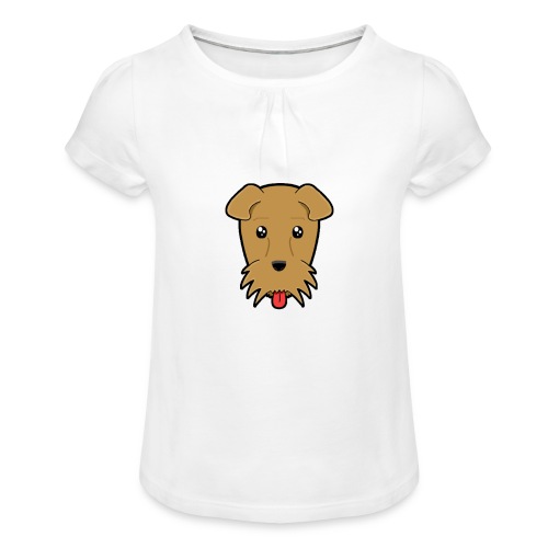 Shari the Airedale Terrier - Girl's T-Shirt with Ruffles