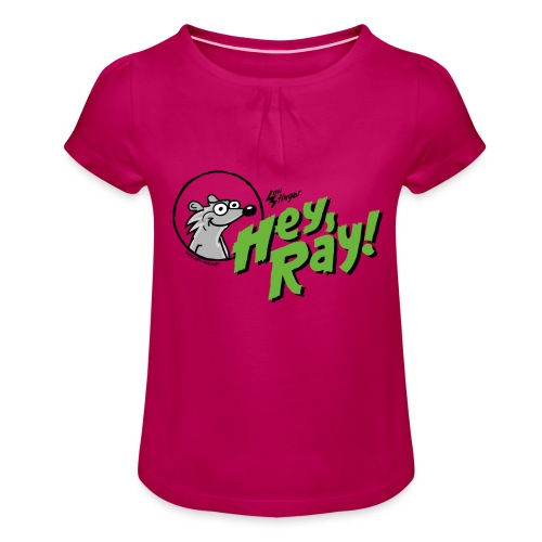 Hey Ray Logo green - Mädchen-T-Shirt mit Raffungen