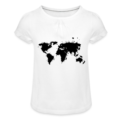 Weltkarte Splash - Mädchen-T-Shirt mit Raffungen