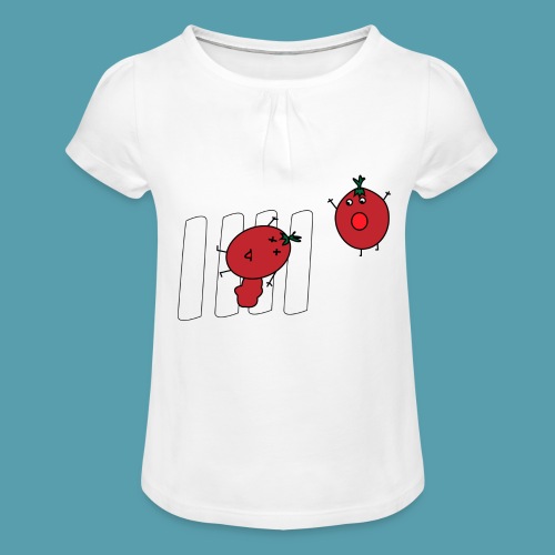 tomaatit - Tyttöjen t-paita, jossa rypytyksiä