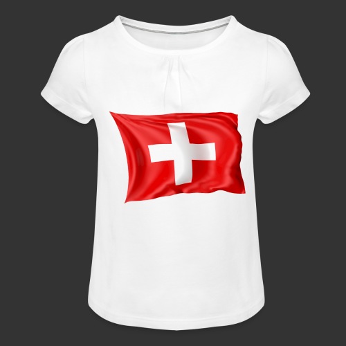 Flaga Szwajcarska Flaga Narodowa - Koszulka dziewczęca z marszczeniami