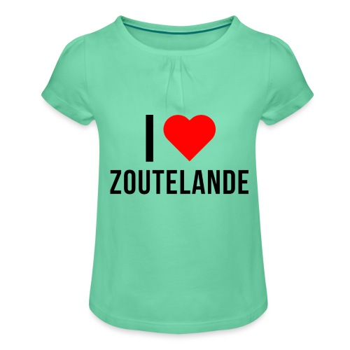 I Love Zoutelande - Mädchen-T-Shirt mit Raffungen