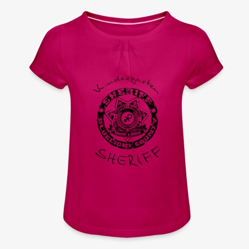 kindergarten sheriff schwarz - Mädchen-T-Shirt mit Raffungen