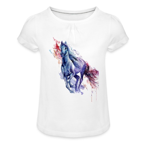 Cute horse shirt - Pige T-shirt med flæser