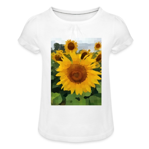 Sonnenblume - Mädchen-T-Shirt mit Raffungen