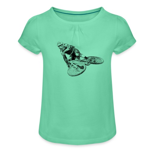 Mountainbiker - Mädchen-T-Shirt mit Raffungen