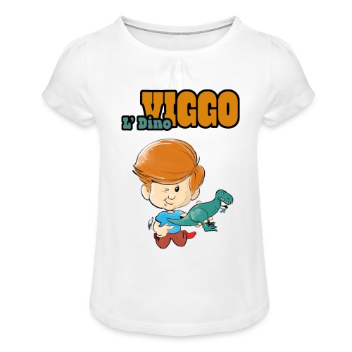 LDinoViggo Logo total - Pige T-shirt med flæser
