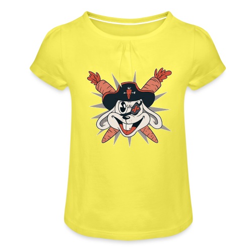 Piratenkaninchen Kapitän Möhrenklau - Mädchen-T-Shirt mit Raffungen