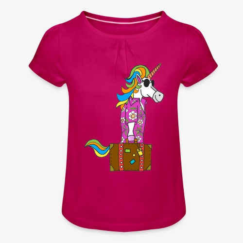 Unicorn trip - T-shirt à fronces au col Fille