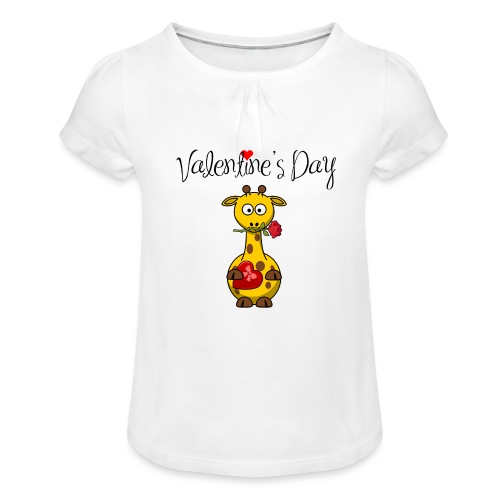 Valentine's Day - Mädchen-T-Shirt mit Raffungen