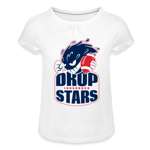 Dropstars Logo - Mädchen-T-Shirt mit Raffungen