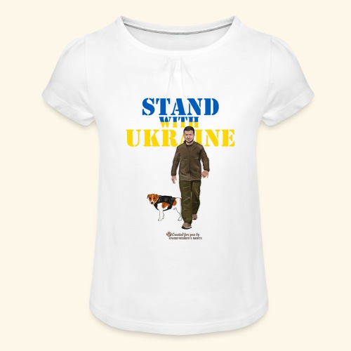 Ukraine Zelensky Patron Stand with Ukraine - Mädchen-T-Shirt mit Raffungen